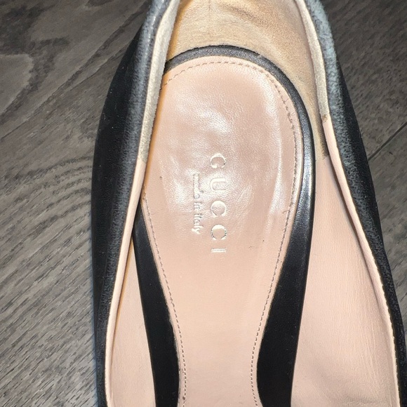 Gucci Black Leather Horsebit Peep Toe Pumps - Picture 4 of 9